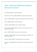 HOSA - Behavioral Health Exam Questions With Correct Answers