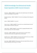 HOSA Knowledge Test Behavioral Health Exam Questions With Correct Answers