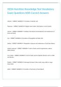HOSA Nutrition Knowledge Test Vocabulary Exam Questions With Correct Answers&period;