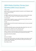 HOSA Medical Nutrition Therapy Exam Questions With Correct Answers