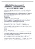 Package deal for Fundamentals Of Respiratory Care Updated Fundamentals Of Respiratory Care Study Questions And Answers 2025&sol;2026