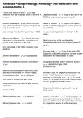 Advanced Pathophysiology&colon; Neurology Test Questions and Answers Rated A