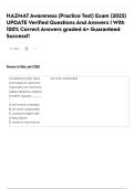 HAZMAT Awareness &lpar;Practice Test&rpar; Exam &lpar;2025&rpar; UPDATE Verified Questions And Answers &vert; With 100&percnt; Correct Answers graded A&plus; Guaranteed Success&excl;&excl;