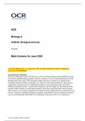 June 2025 OCR A-Level Biology A &lpar;H420&rpar; &vert; Combined Question Papers & Mark Schemes