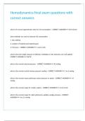 Hemodynamics final exam questions with correct answers
