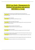 HESI Case Study &ndash; Management of a Medical Unit &vert; Verified Questions & Correct Answers &vert; Latest A&plus; Grade 2025&sol;2026