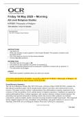AS LEVEL RELIGIOUS STUDIES&colon; Actual May 2025 PAST PAPER 1&colon; Philosophy of Religion&period; All  Assessment Questions & Mark Scheme &lbrack;OCR H173&sol;01&rsqb; 