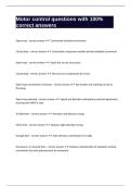 Motor control questions with 100&percnt; correct answers