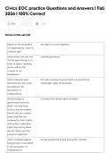 Civics EOC practice Questions and Answers &vert; Fall  2026 &vert; 100&percnt; Correct