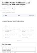 Civics EOC Practice Test 6 Questions and  Answers &vert; Fall 2026 &vert; 100&percnt; Correct