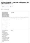 EOC practice test 3 Questions and Answers &vert; Fall  2026 &vert; 100&percnt; Correct