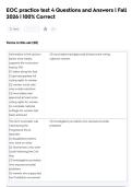 EOC practice test 4 Questions and Answers &vert; Fall  2026 &vert; 100&percnt; Correct