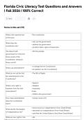 Florida Civic Literacy Test Questions and Answers  &vert; Fall 2026 &vert; 100&percnt; Correct