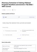 Pharmacy Technician In Training &lpar;Walmart  Program&rpar; Questions and Answers &vert; Fall 2026 &vert;  100&percnt; Correct