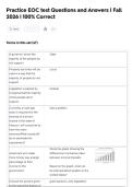 Practice EOC test Questions and Answers &vert; Fall  2026 &vert; 100&percnt; Correct
