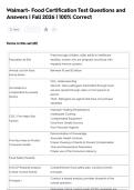 Walmart- Food Certification Test Questions and  Answers &vert; Fall 2026 &vert; 100&percnt; Correct