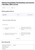 Walmart Food&sol;Safety Test Questions and Answers  &vert; Fall 2026 &vert; 100&percnt; Correct