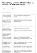 Walmart Hiring Assessment Test Questions and  Answers &vert; Fall 2026 &vert; 100&percnt; Correct