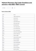 Walmart Pharmacy Sig Codes Questions and  Answers &vert; Fall 2026 &vert; 100&percnt; Correct