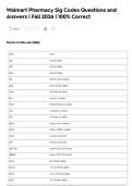 Walmart Pharmacy Sig Codes Questions and  Answers &vert; Fall 2026 &vert; 100&percnt; Correct