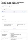 Walmart Pharmacy Tech PTU Questions and  Answers &vert; Fall 2026 &vert; 100&percnt; Correct