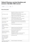 Walmart Pharmacy vaccines Questions and  Answers &vert; Fall 2026 &vert; 100&percnt; Correct