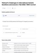 Walmart's Challenges in International Markets  Questions and Answers &vert; Fall 2026 &vert; 100&percnt; Correct