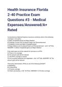 Florida Health Insurance 2-40 Practice Exam &ndash; Medical Expenses Questions & Answers PDF &lpar;A&plus; Rated&rpar;