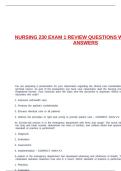 NURSING 230 EXAM 1 REVIEW QUESTIONS WITH CORRECT ANSWERS