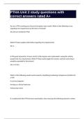 PTHA Unit 2 study questions with correct answers rated A&plus;