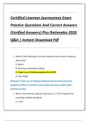 Certified Lineman Journeyman Exam  Practice Questions And Correct Answers  &lpar;Verified Answers&rpar; Plus Rationales 2026  Q&A &vert; Instant Download Pdf