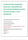 Fire Alarm Installer Licensing Exam  Practice Test &ndash; 100 Questions And  Correct Answers &lpar;Verified Answers&rpar; Plus  Rationales 2026 Q&A &vert; Instant  Download Pdf