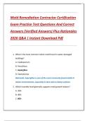 Mold Remediation Contractor Certification  Exam Practice Test Questions And Correct  Answers &lpar;Verified Answers&rpar; Plus Rationales  2026 Q&A &vert; Instant Download Pdf