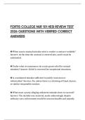 FORTIS COLLEGE NUR 101 HESI REVIEW TEST 2026 QUESTIONS WITH VERIFIED CORRECT ANSWERS