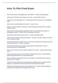 Intro To Film Final Exam&period; Questions and Answers