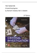 Test Bank for Criminal Investigation 13th Edition by Charles Swanson&comma; Neil Chamelin &lpar; All Chapters Included&rpar; Latest 2026