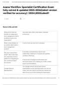 Asana Workflow Specialist Certification Exam fully solved & updated 2025-2026&lpar;latest version verified for accuracy&rpar; &vert; 20242025Latest&excl;&excl;