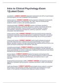 Intro to Clinical Psychology-Exam  1&vert;&vert;Latest Exam