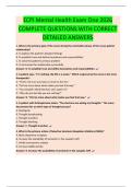ECPI Mental Health Exam One 2026 COMPLETE QUESTIONS WITH CORRECT DETAILED ANSWERS