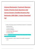 Arizona Wastewater Treatment Operator  Grade 2 Practice Exam Questions And  Correct Answers &lpar;Verified Answers&rpar; Plus  Rationales 2026 Q&A &vert; Instant Download  Pdf