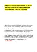 Advanced Health Assessment Test 3 Practice Questions &sol; Advanced Health Assessment Exam 3 Review Questions & Answers