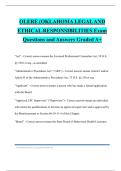OLERE &lpar;OKLAHOMA LEGAL AND ETHICAL RESPONSIBILITIES Exam Questions and Answers Graded A