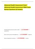 Advanced Health Assessment Final &sol; Advanced Health Assessment FINAL Exam Review Questions & Answers