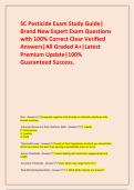 SC Pesticide Exam Study Guide&vert; Brand New Expert Exam Questions with 100&percnt; Correct Clear Verified Answers&vert;All Graded A&plus;&vert;Latest Premium Update&vert;100&percnt; Guaranteed Success&period;