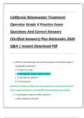 California Wastewater Treatment  Operator Grade V Practice Exam  Questions And Correct Answers  &lpar;Verified Answers&rpar; Plus Rationales 2026  Q&A &vert; Instant Download Pdf
