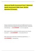 Advanced Health Assessment Final &sol; Advanced Health Assessment FINAL Exam Review Questions & Answers