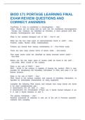 BIOD 171 PORTAGE LEARNING FINAL EXAM REVIEW QUESTIONS AND CORRECT ANSWERS