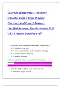 Colorado Wastewater Treatment  Operator Class D Exam Practice  Questions And Correct Answers  &lpar;Verified Answers&rpar; Plus Rationales 2026  Q&A &vert; Instant Download Pdf 