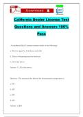 California Dealer License Test Questions and Answers 100&percnt; Pass