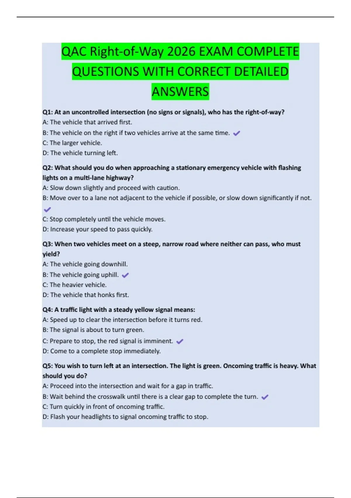Way Ground Redemption Question QAC Right-of-Way 2026 EXAM COMPLETE QUESTIONS WITH CORRECT DETAILED ...